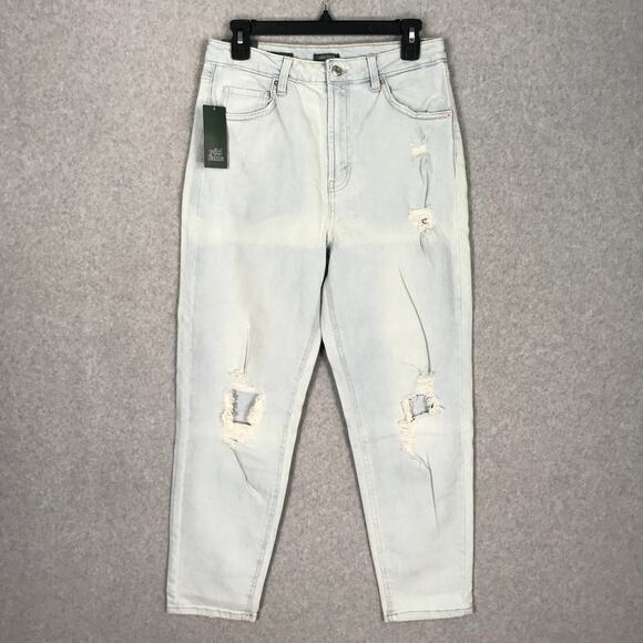 Wild Fable Jeans Women Size 8 Mom Distressed Holes Worn Faded Grunge Ankle Roll - Picture 1 of 12